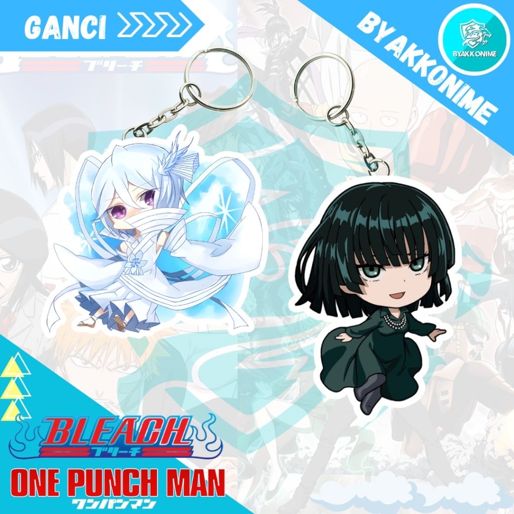 Keychain Acrylic Anime Bleach X One Punch  Man - Rukia Kuchiki, Fubuki Ganci Anime Akrilik