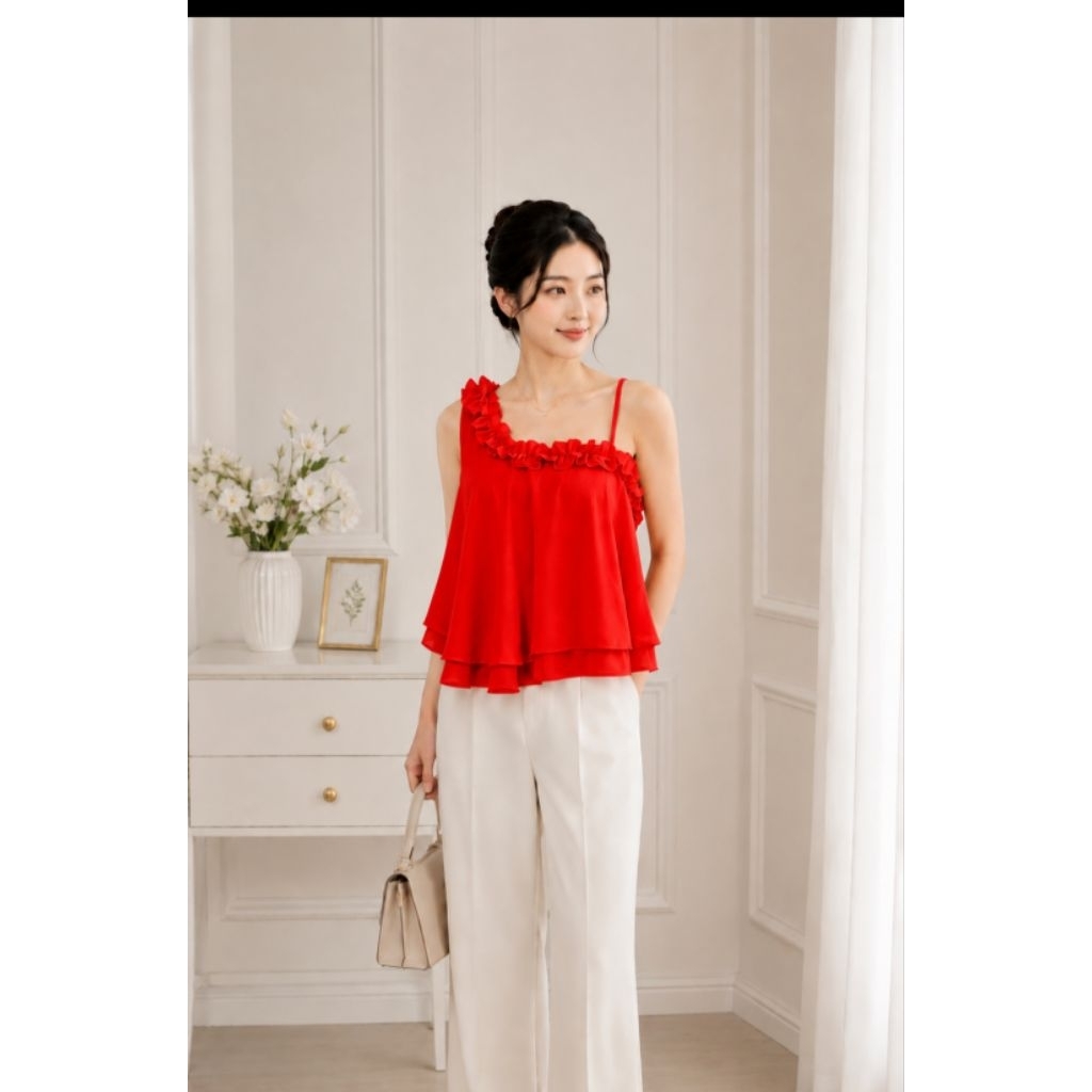 Atasan Wanita Korea Chiffon Layer Top Elegan Premium