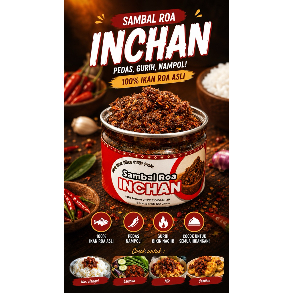 Sambal Roa INCHAN Khas Palu 100% Ikan Roa Asli