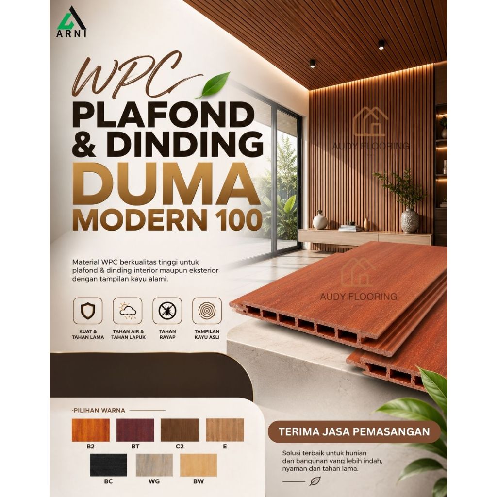 WPC Duma Modern 100 | Dinding & Plafon Modern 100 DUMA WPC Motif Kayu | Duma Panel Untuk Plafon & Di