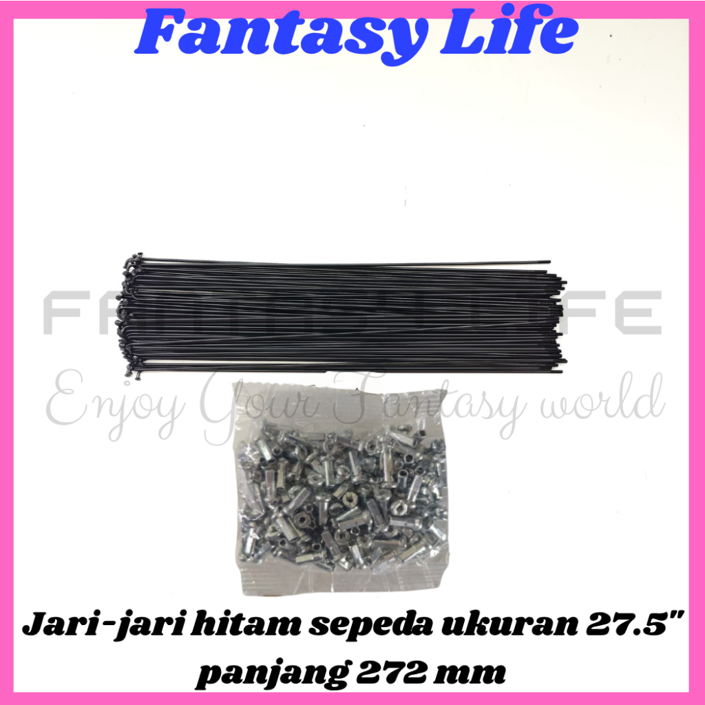 Fantasy Jari jari sepeda 27.5 warna HITAM spoke harga untuk @36 PCS panjang 272 mm sepeda MTB