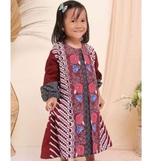 Gamis Batik Anak Kombinasi Modern Usia 1-3 Tahun