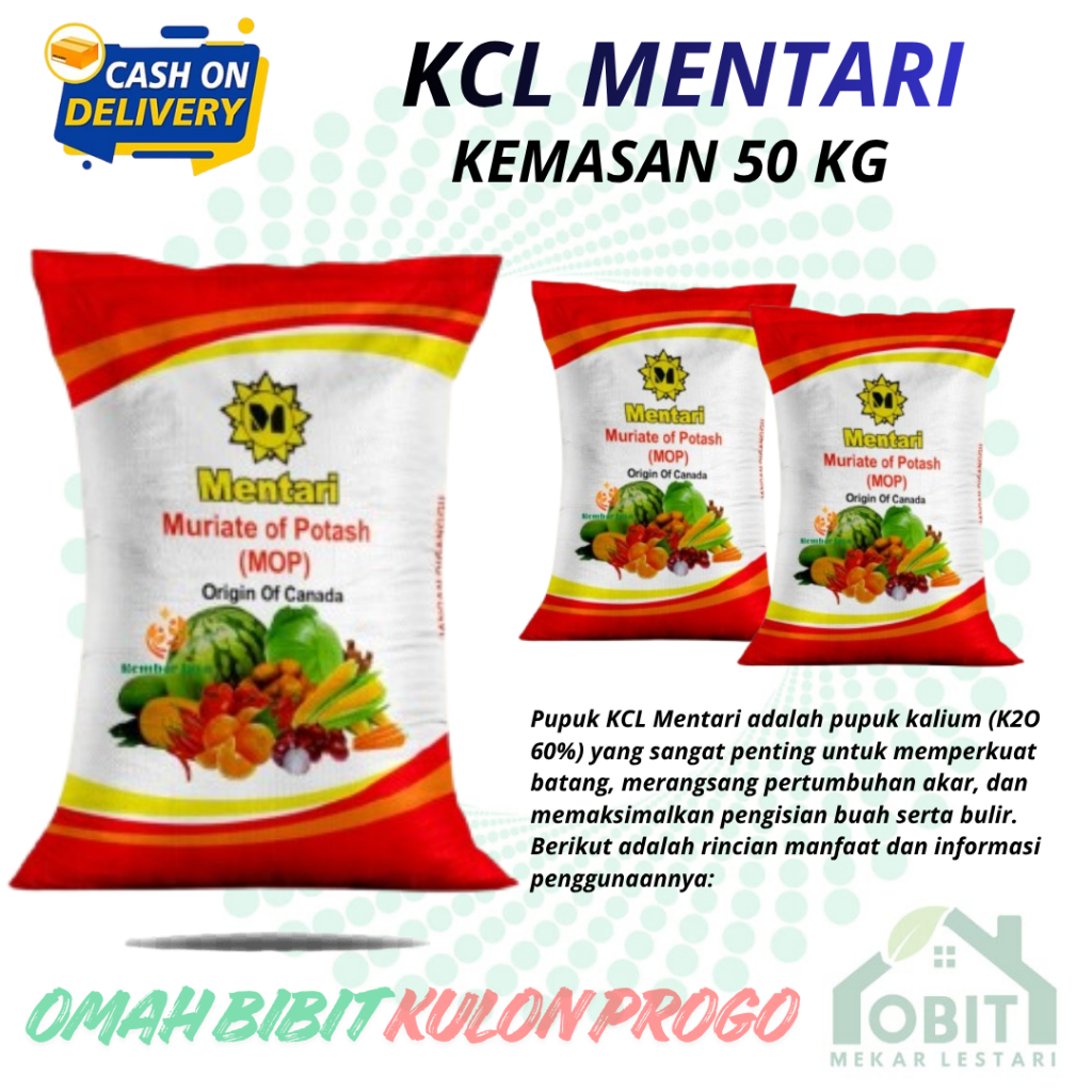 Pupuk Mentari MOP 1 Kg / Pupuk KCL / Untuk Semua Tanaman KEMASAN REPACK 5KG SAMPAI 30KG Kg Original