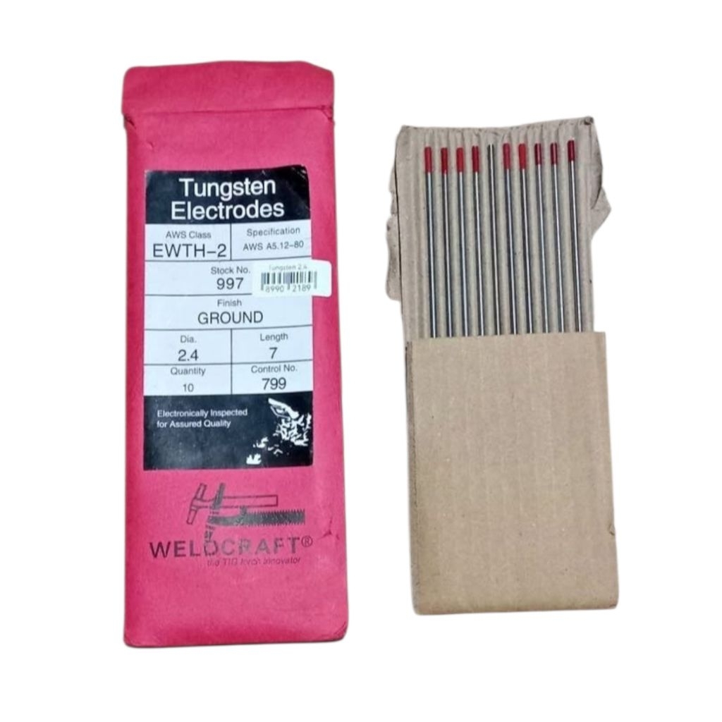 weldcraft tungsten electrodes 2.4 mm jarum las argon 10 pcs
