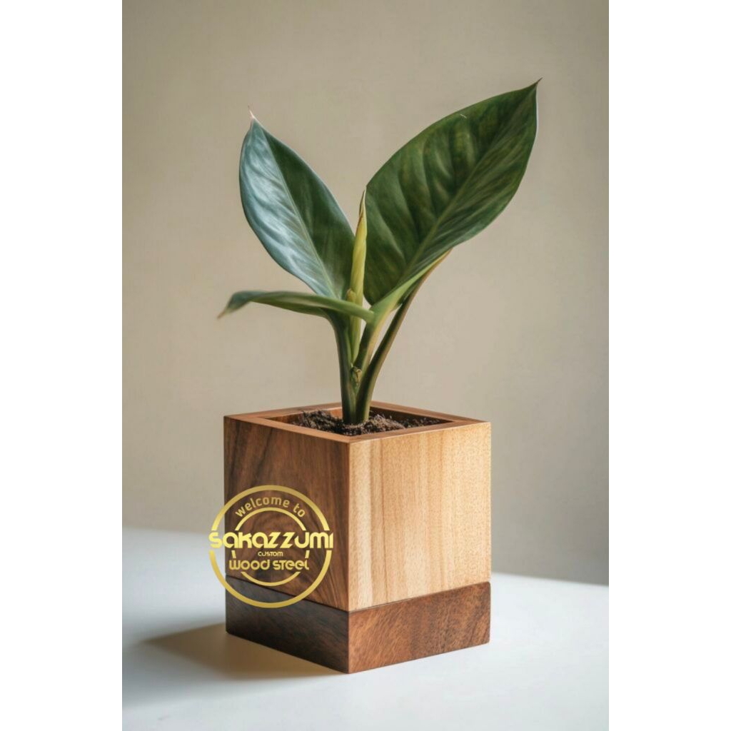 pot bunga kayu jati
