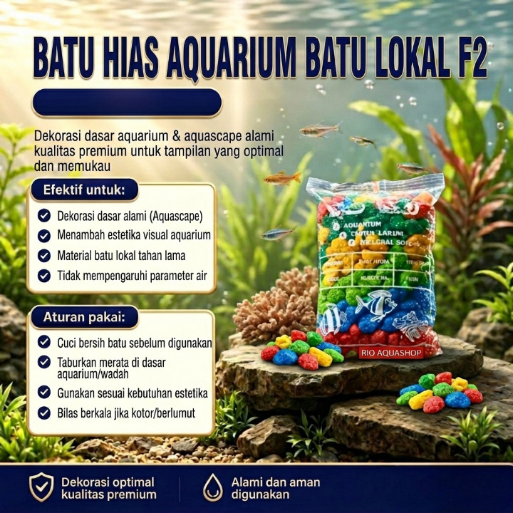 Batu Hias Lokal F2 – Dekorasi Dasar Aquarium & Aquascape Alami