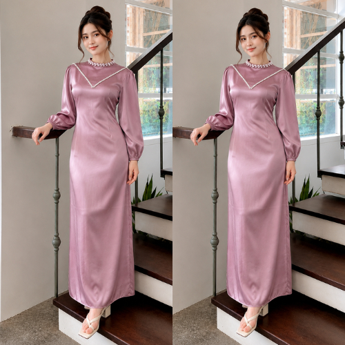 TERMURAH - JUMBO ADA / CALENDULA DRESS POLOS SATIN MAXMARA PREMIUM MAXI DRESS KEKINIAN KOMBINASI PAY