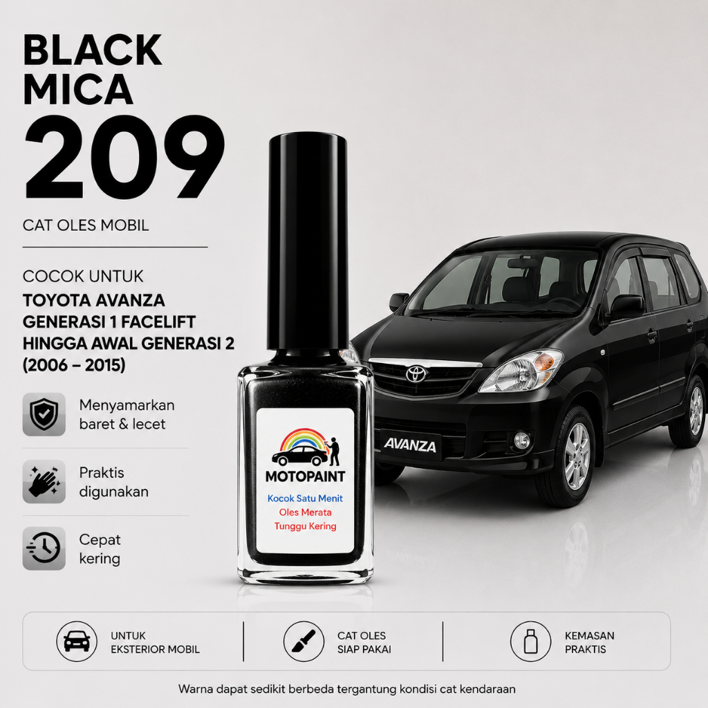 Motopaint Black Metallic 209 Cat Oles Penghilang Baret Mobil Toyota Avanza Xenia Warna Hitam