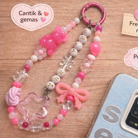 PS-6P Phone Strap / Mainan Hp / Phone Charm / Gantungan Hp Custom - Pink Series 1