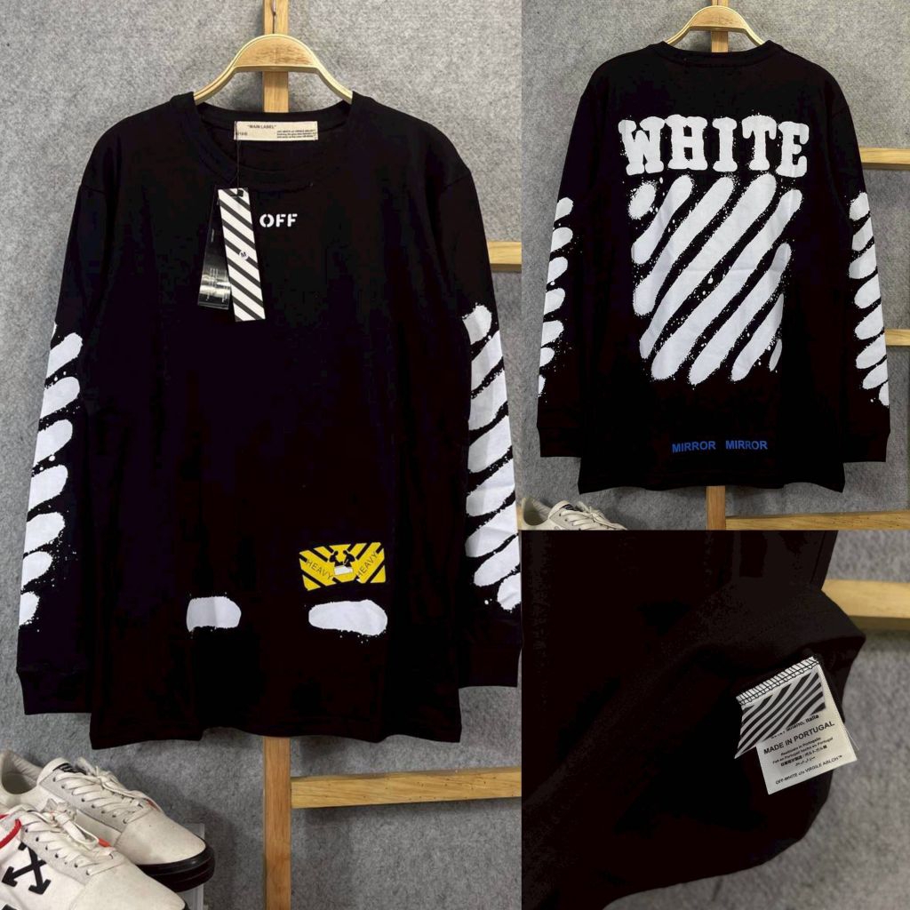 OFF WHITE T-Shirt Branded Premium Kaos Distro Lengan Panjang 100% Cotton Combed 30S Original Quality