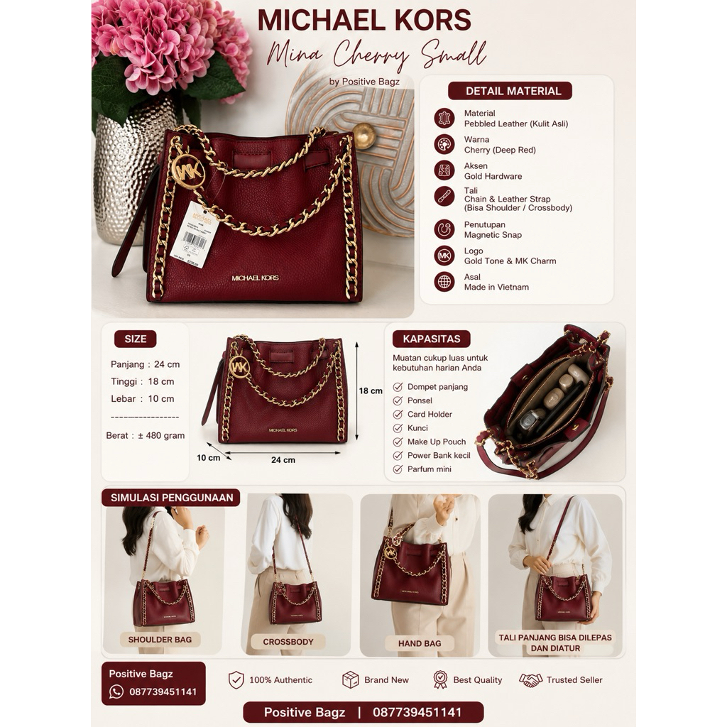 MK MINA caherry small