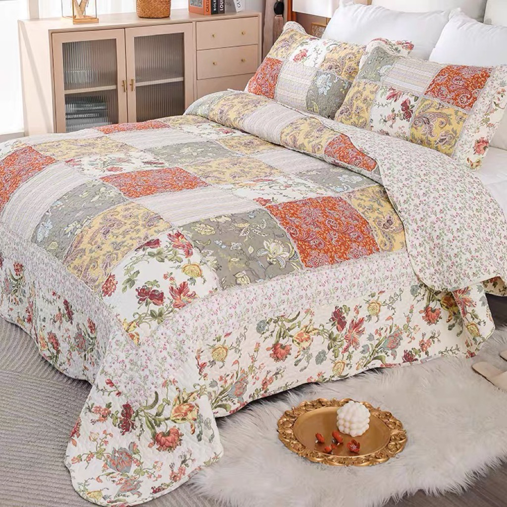 REAL PREMIUM PATCHWORK COTTON CARPET QUILT /SOFA CALOVER/ TABLE TOP/ BED COVER
