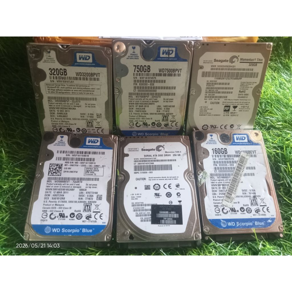 HARDISK LAPTOP SATA 2.5 BEKAS, NORMAL SIAP PAKAI– BERBAGAI KAPASITAS