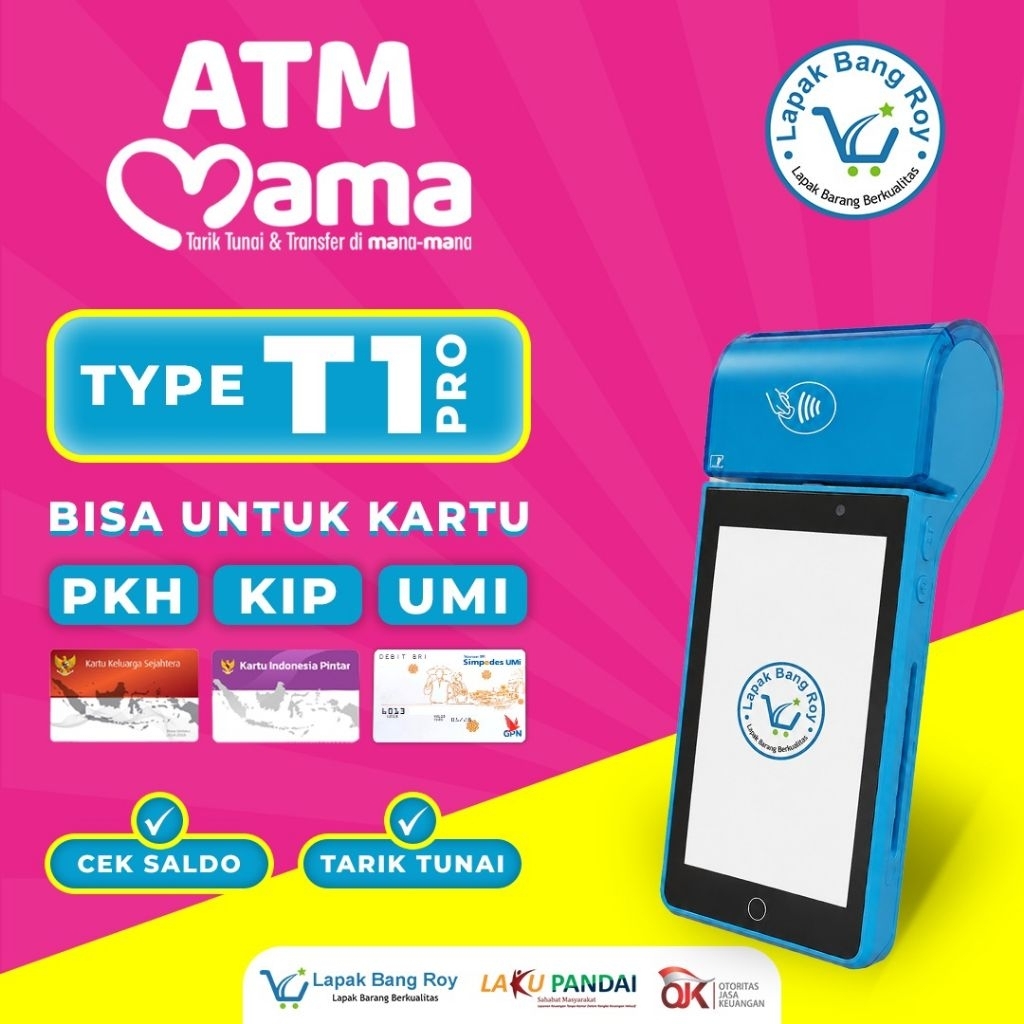 T1 PRO - Mesin EDC Mini ATM Mama (Nobu Bank) Bisa PKH dan Semua Bank || Paket Usaha UMKM