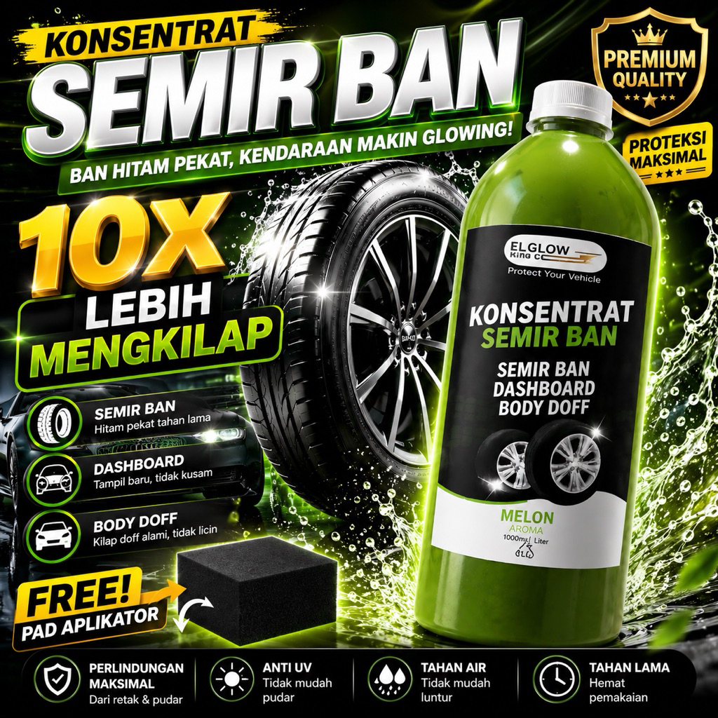 Semir Ban Mobil Motor ELGLOW TIRE GEL Berkualitas Isi 1 Liter 1000 ml