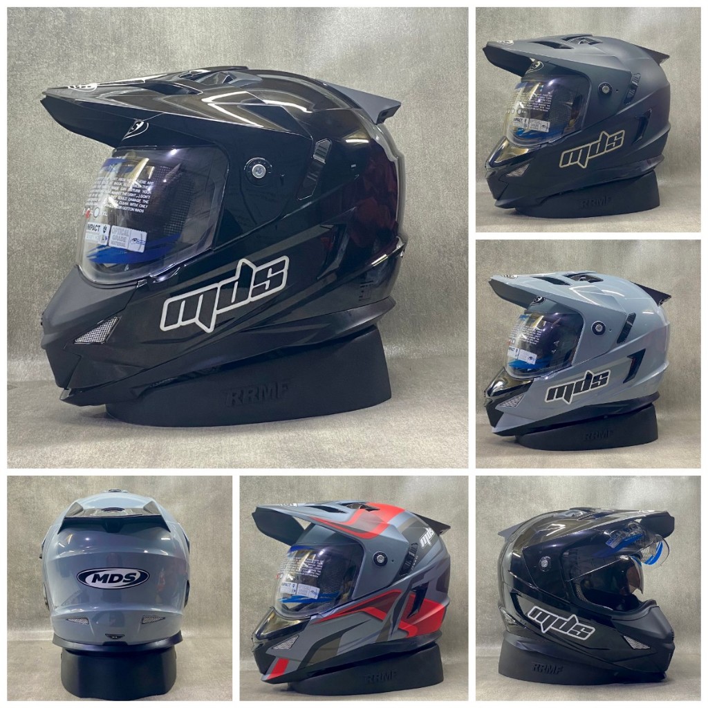 MDS SUPER PRO SOLID MOTIF HELM FULL FACE DOUBLE VISOR