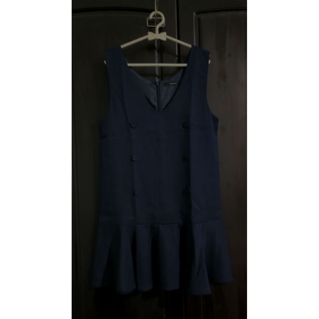 Outer Mini Dress Tanpa Lengan Biru Tua Preloved