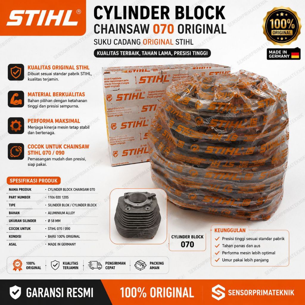 CYLINDER BLOK ASSY CHAINSAW 070 STIHL FORING SENSO STIHL 070 KOMPLIT ORIGINAL
