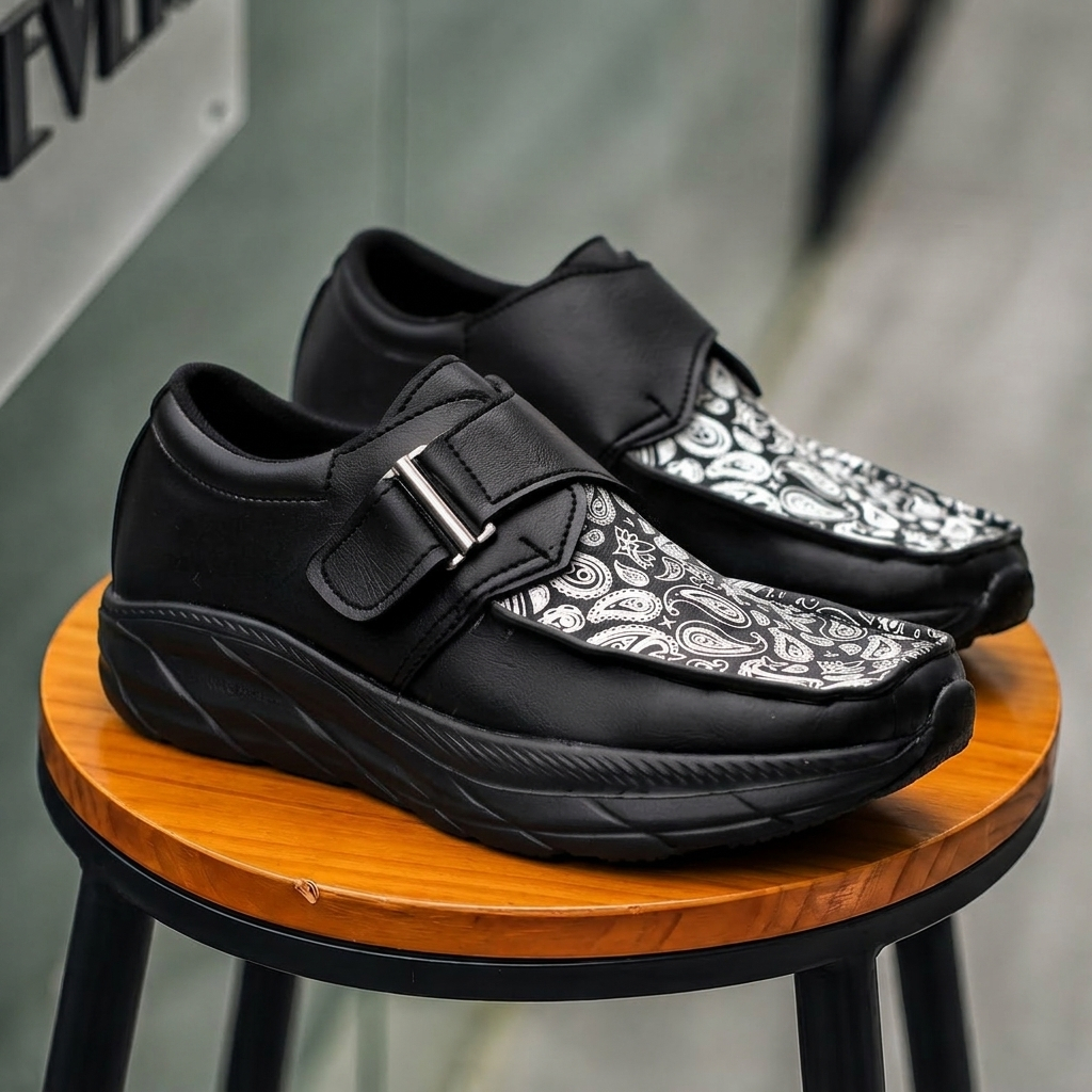 SENSE - Sepatu Sneakers Pria Casual Slop Hitam Pria