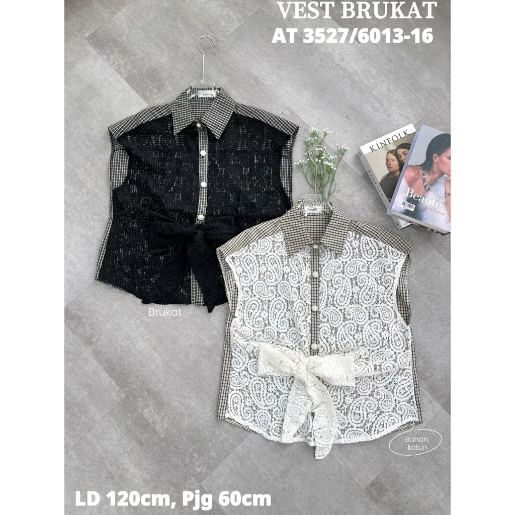 kemeja vest brukat, atasan vivorie, vest bangkok, atasan bkk, atasan premium, outer mewah, kemeja bk