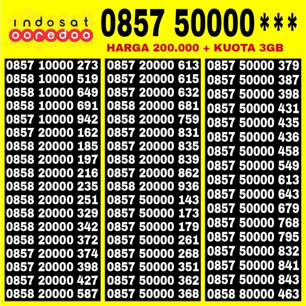 Nomor Cantik Indosat Oredoo - Kartu Perdana Indosat Ooredoo im3 Murah