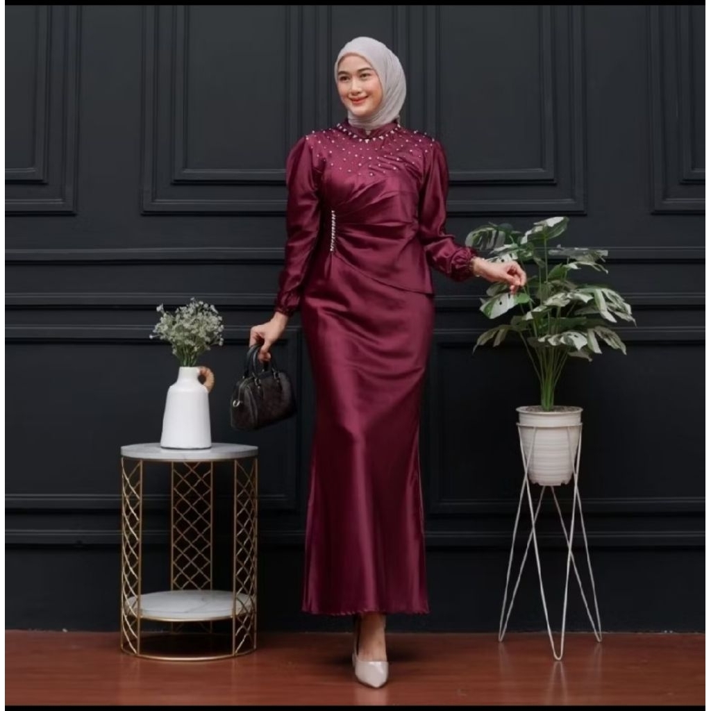 VINA DRESS SATIN SILK PREMIUM - DRESS MUSLIM MEWAH HARGA TERBAIK