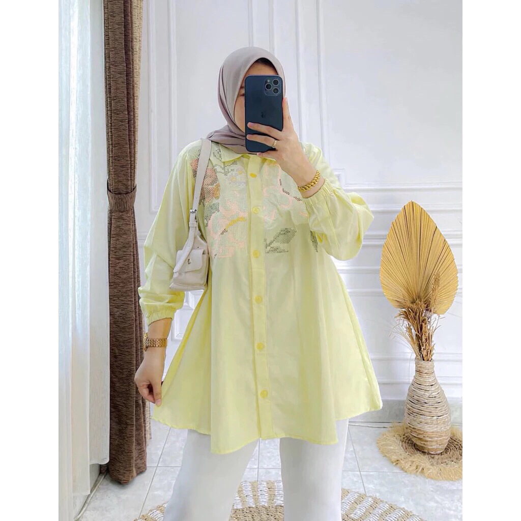Winody Blouse | Atasan Bordir Mawar | Hitam Putih