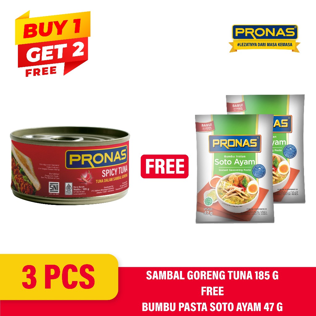[BUY 1 GET 2] PRONAS Sambal Goreng Tuna 185 g (1pcs) FREE Bumbu Pasta Soto Ayam 47 g (2pcs)