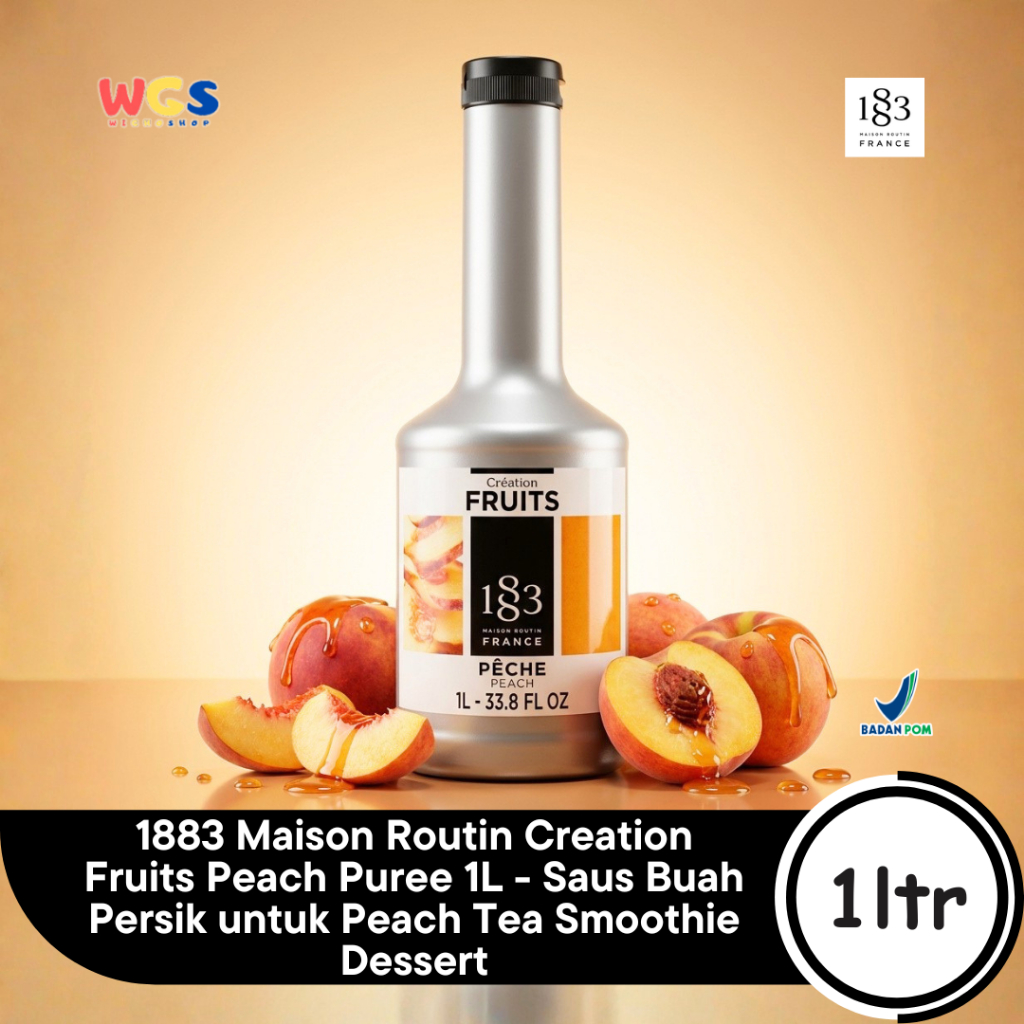 1883 Maison Routin Creation Fruits Peach Puree 1L - Saus Buah Persik untuk Peach Tea Smoothie Desser