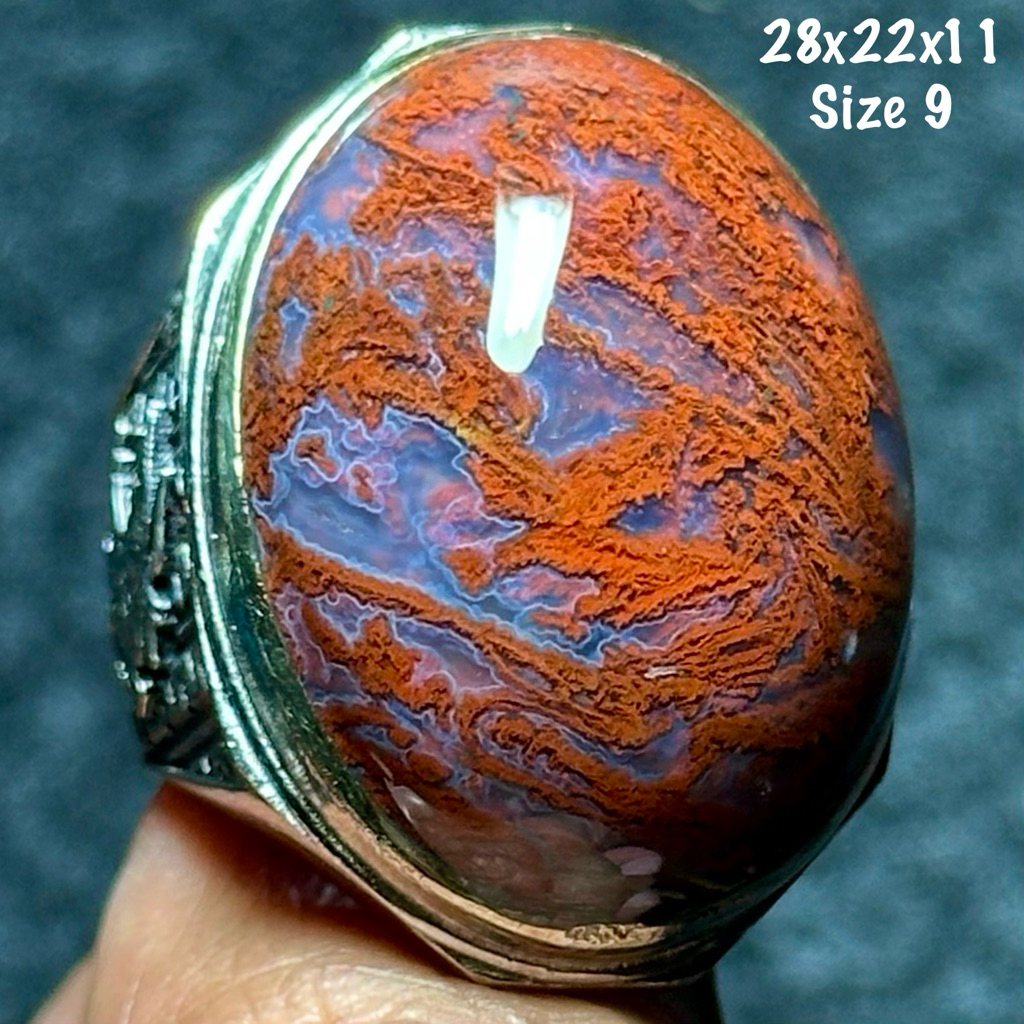 Cincin Batu Akik Natural Garut Merah Kristal Jumbo Kristal (asli alam)