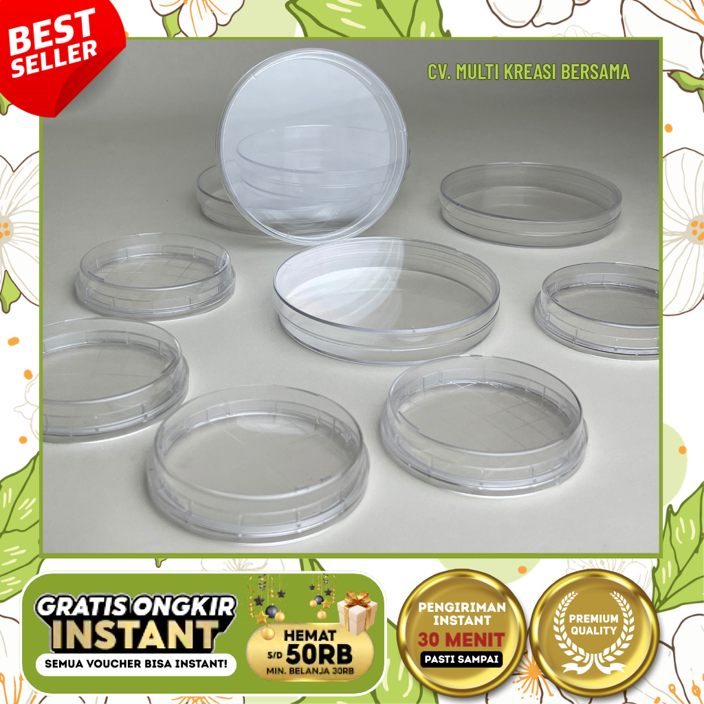 PETRIDISH PLASTIK | CAWAN PETRI PLASTIK TRANSPARAN STERIL LABORATORIUM DIAMETER 6 CM & 90 X 15 MM | 