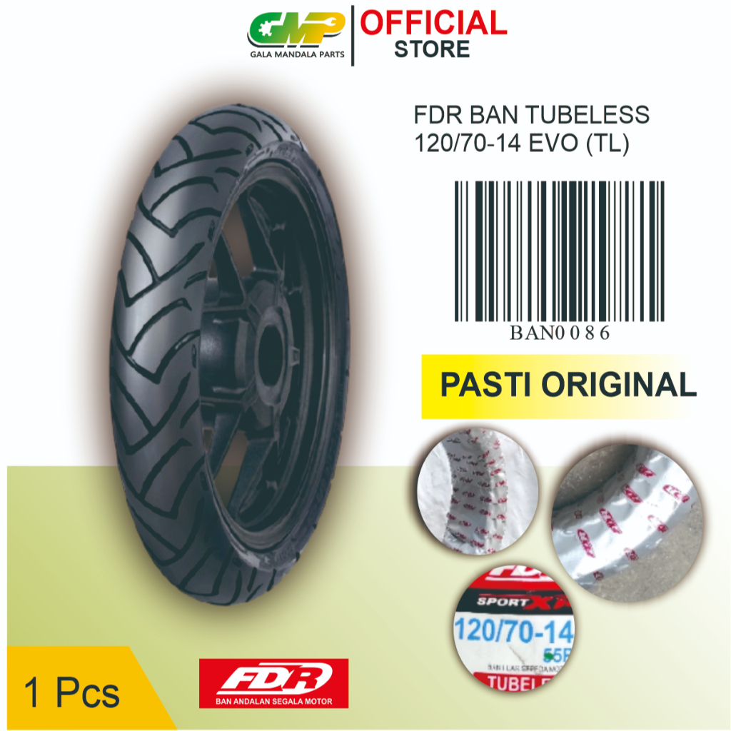 Ban FDR 120 70 14 Tubeless Sport XR Evo Ban Belakang PCX 150 Aerox Lexi Original