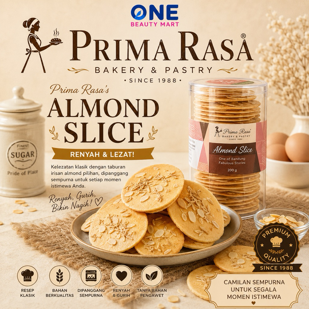 Almond Slice Prima Rasa - Home Made Pastry Almond Crispy Cookies - Brownies Bolen Kartika Sari BDG