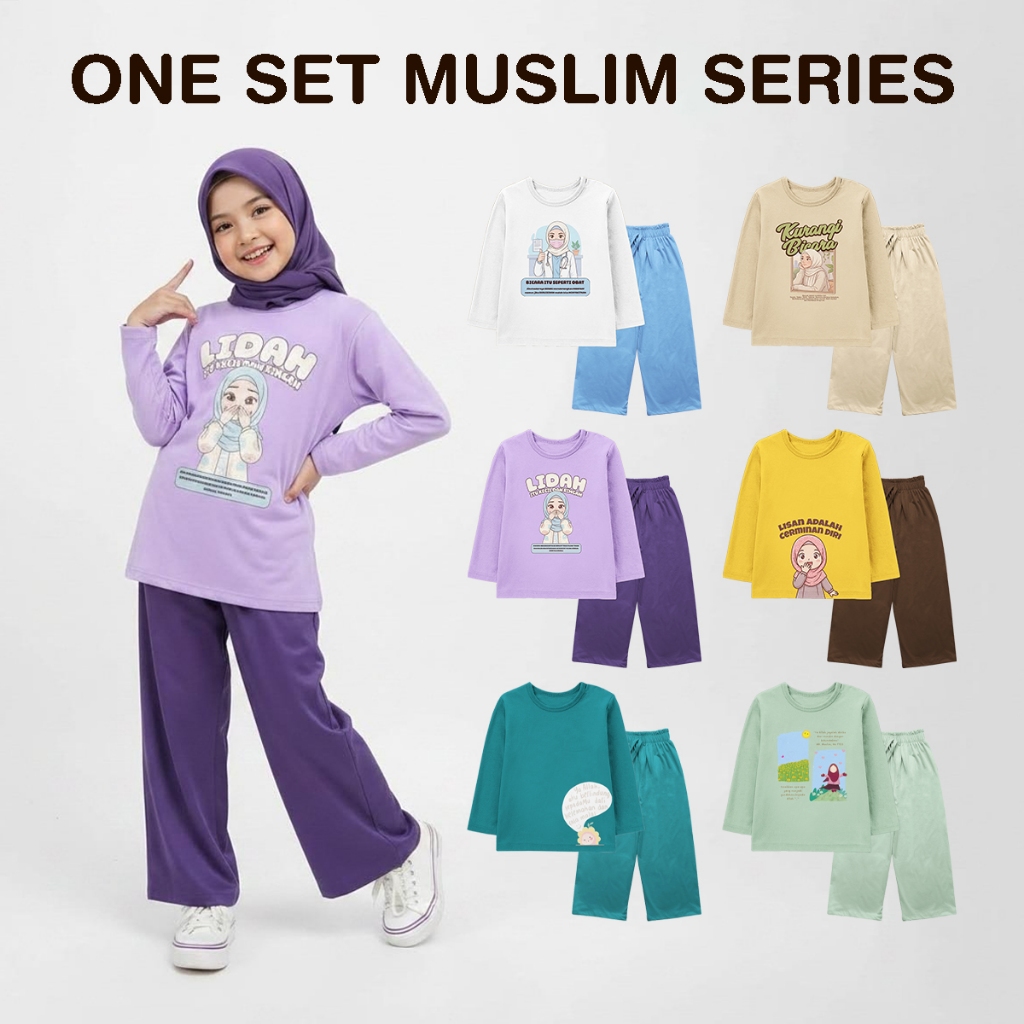 One Set Atasan Longshirt Bawahan Kulot Anak Perempuan