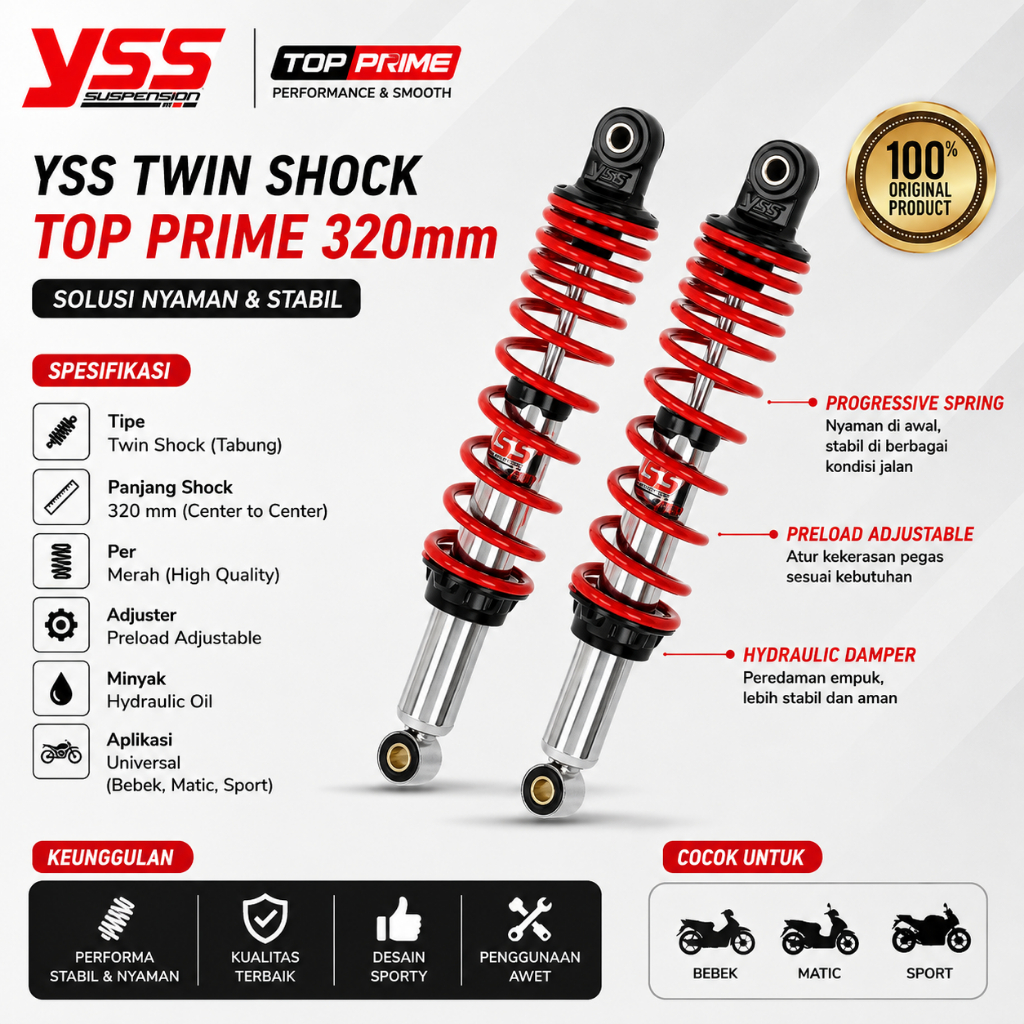 YSS TWIN SHOCK TOP PRIME 320mm