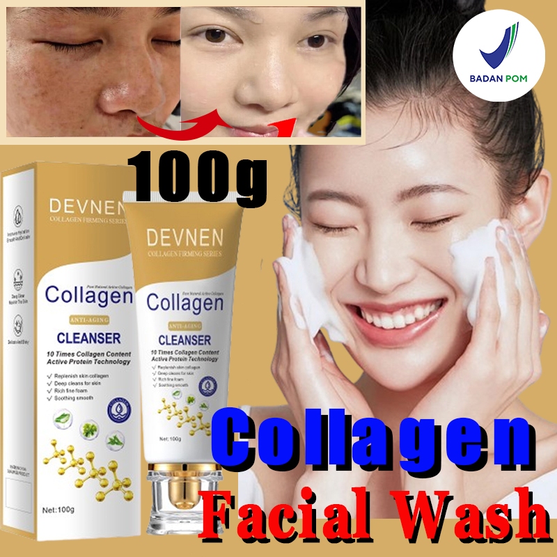 Collagen facial wash Pemutih Penghilang Flek Hitam Pembersih Wajah Pemutih Jerawat Tungau Pembersih 