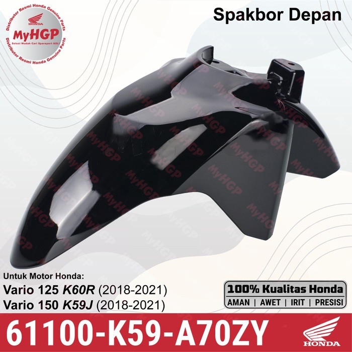 61100K59A70ZY - Front Fender Black - Spakbor Depan Vario 125 150 2018 Hitam Blek Glossy Mengkilap Gl