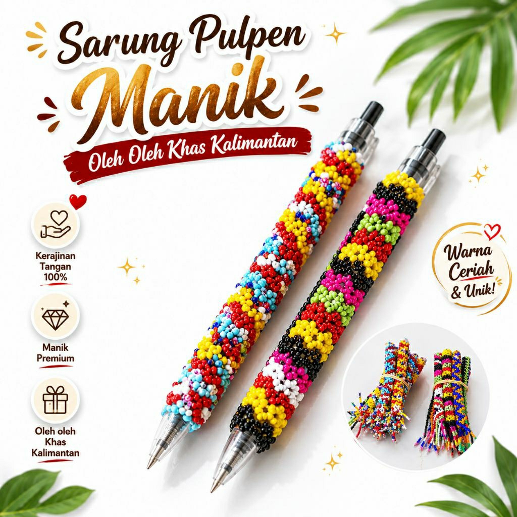 Sarung Pulpen Manik Khas Kalimantan  oleh oleh khas  kalimantan