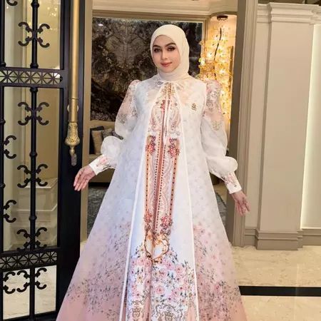 Sheila saukia gamis print outer original 100% tanpa hijab