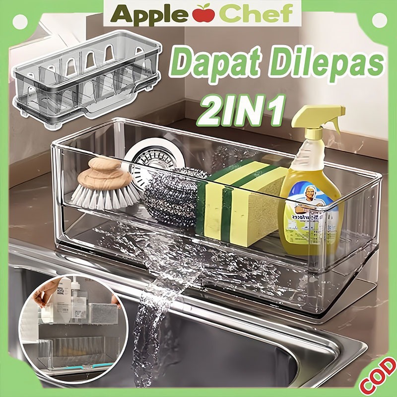 AppleChef Rak Dinding Serbaguna Dapur Rak Sponge Sabun Rak Sabun Cuci Piring Sabun Cuci Piring Rak M