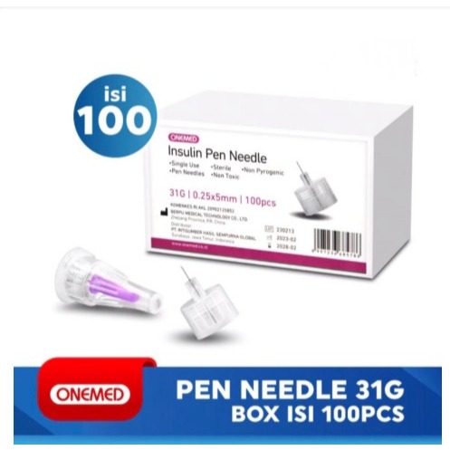 Jarum Pen Insulin 31G 5mm untuk Alat Suntik Insulin Sekali Pakai - 100 Pcs