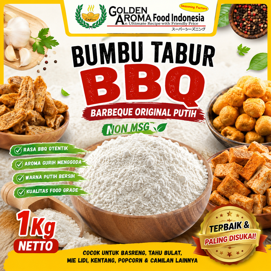 BUMBU TABUR BBQ BARBEQUE ORIGINAL PUTIH NON MSG 1 KG FOOD GRADE 1Kg Bubuk Bumbu Basreng Tahu Bulat