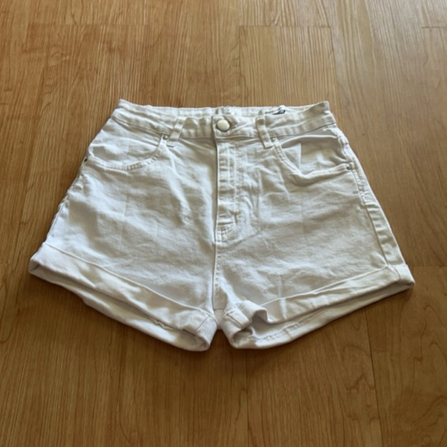 Hotpants K86 putih white high rise waist denim jeans jins tebal Celana Pendek celpen Short mini leng