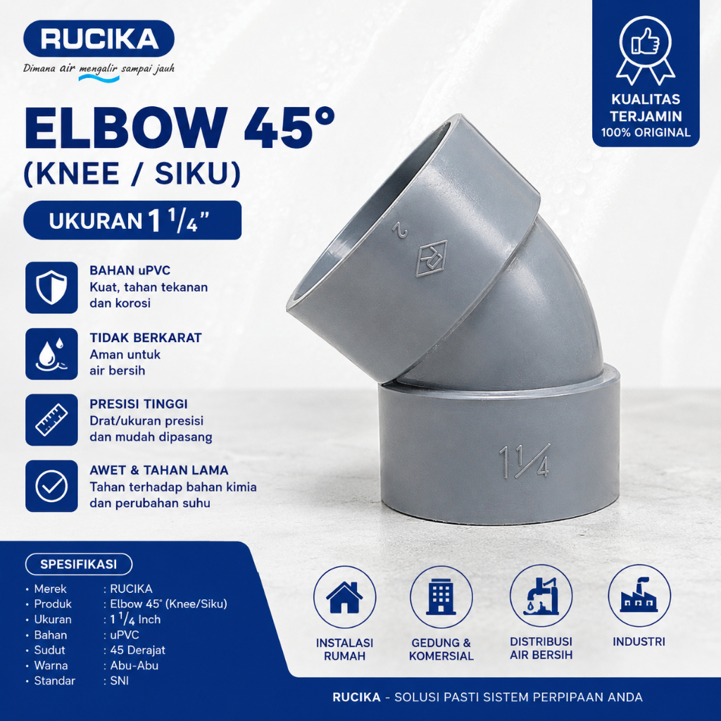 45° ELBOW PVC RUCIKA / Elbow 11/4 Inch Rucika