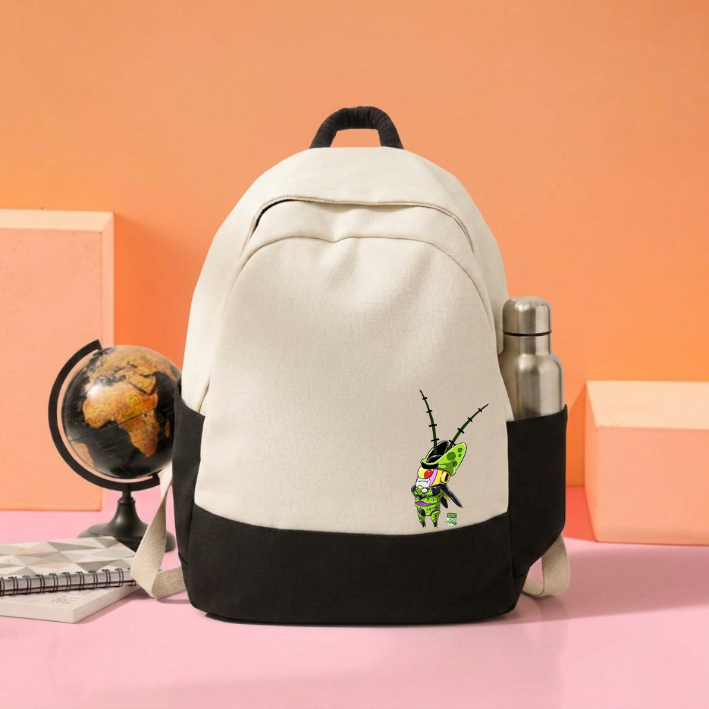 Weego - CAN 002 - Z107 - Tas Ransel Anak Sekolah Plankton X Dragon Ball Backpack Lucu Ringan Krem Hi