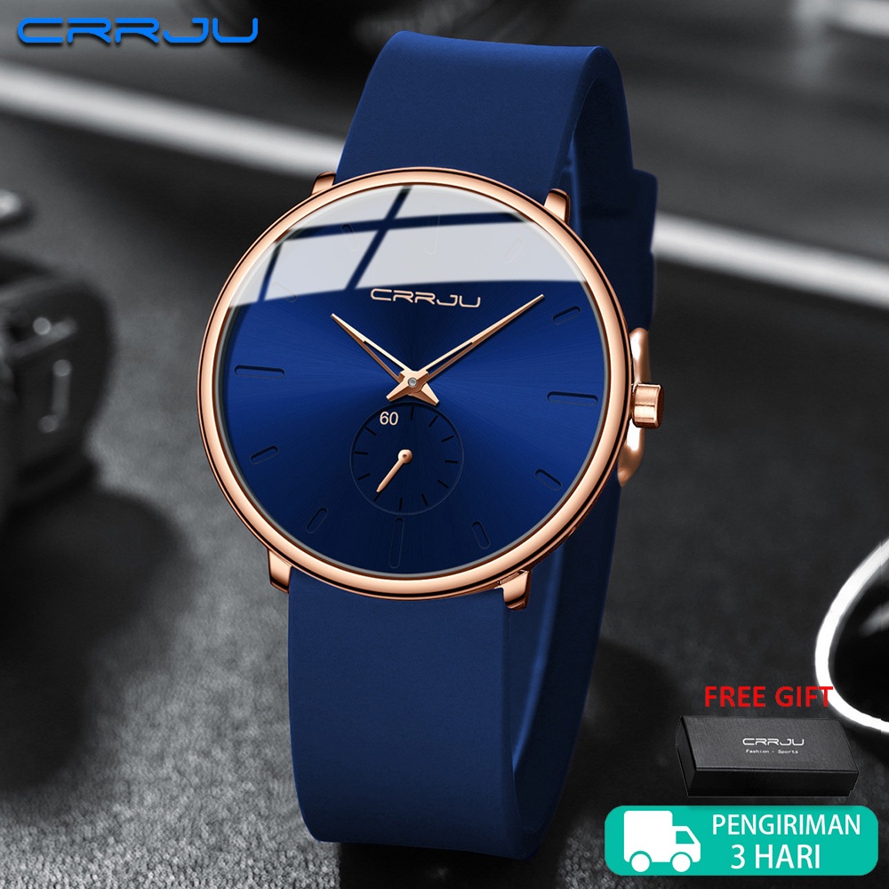 CRRJU Jam Tangan Wanita Anti Air Original Mode Tipis Sederhana Kuarsa Tali Silikon 2150