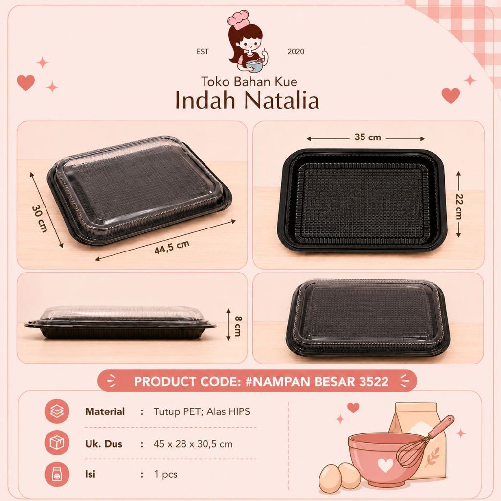 Nampan Mika Plastik Kue uk Besar Sedang Kecil / Mika Nampan Hantaran Per 1pcs