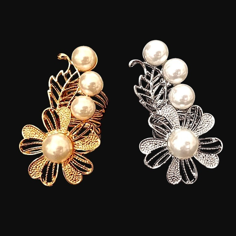 Bros Ring Cincin Hijab / Jilbab Bunga Besar Gold Silver Viral