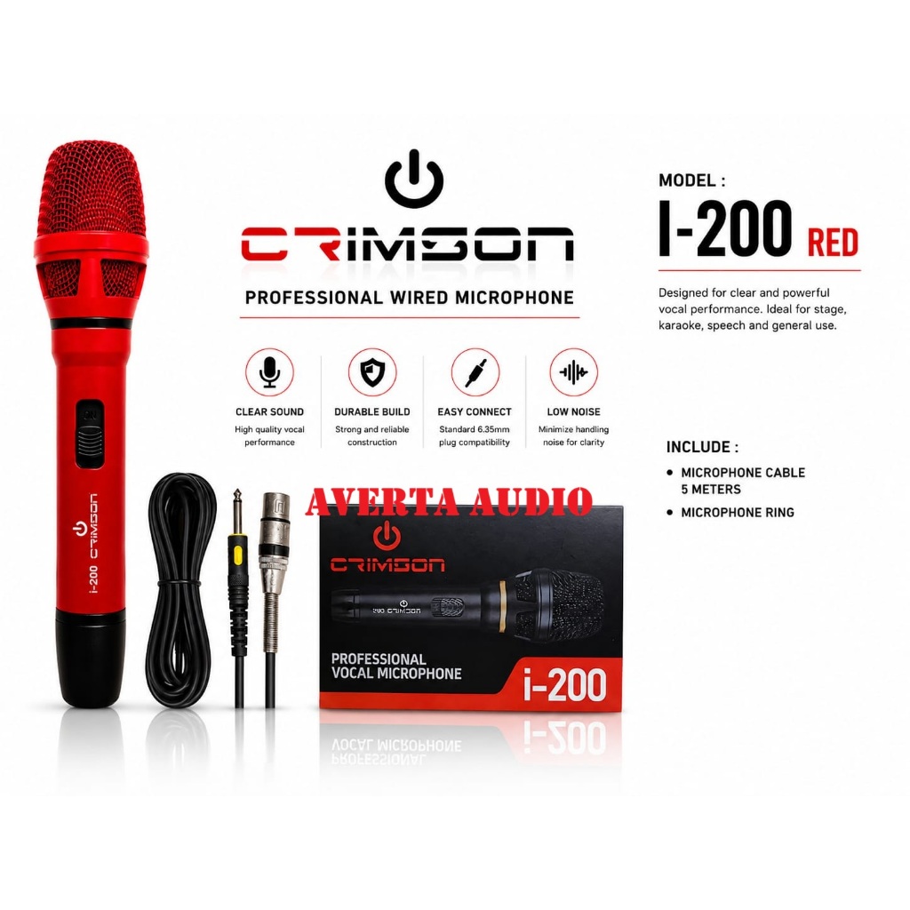 CRIMSON MIC KABEL / MICROPHONE KARAOKE , MIC BESI CRIMSON I -200