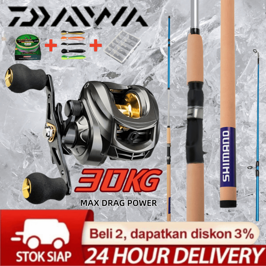 Set Alat Pancing Rod SHIMAN0 Alat Pancing AK2000-Left/Righ Series Fishing Reel Powerful Murah Reel P